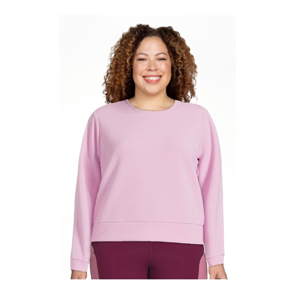 Avia Misty Mauve Oversized Textured Athletic Top With Thumb Holes: Size XL